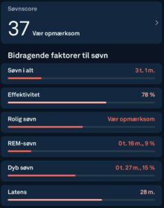Eksempel på registrering af for lidt søvn