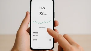 Smart ring med HRV i app på mobil